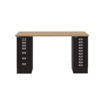 BISLEY MultiDesk BxTxH 1400x600x740 mm, natürliche Eiche/schwarz, MD14810018633
