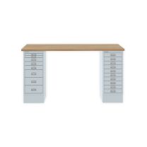 BISLEY MultiDesk BxTxH 1400x600x740 mm, natürliche Eiche/lichtgrau, MD14810018645