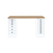 BISLEY MultiDesk BxTxH 1400x600x740 mm, natürliche Eiche/verkehrsweiß, MD14810018696