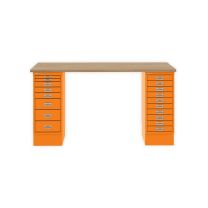 BISLEY MultiDesk BxTxH 1400x600x740 mm, natürliche Eiche/orange, MD14810018603
