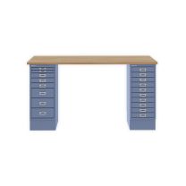 BISLEY MultiDesk BxTxH 1400x600x740 mm, natürliche Eiche/blau, MD14810018605