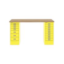BISLEY MultiDesk BxTxH 1400x600x740 mm, natürliche Eiche/zinkgelb, MD14810018641
