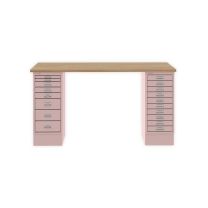 BISLEY MultiDesk BxTxH 1400x600x740 mm, natürliche Eiche/pastellpink, MD14810018620