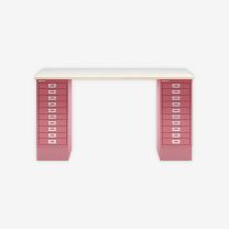 BISLEY MultiDesk BxTxH 1400x600x740 mm, plywood/pink, MD1410PW601