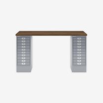 BISLEY MultiDesk BxTxH 1400x600x740 mm, nussbaum/silber, MD1410NW355