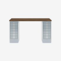BISLEY MultiDesk BxTxH 1400x600x740 mm, nussbaum/lichtgrau, MD1410NW645