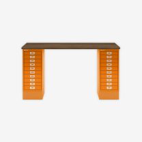 BISLEY MultiDesk BxTxH 1400x600x740 mm, nussbaum/orange, MD1410NW603
