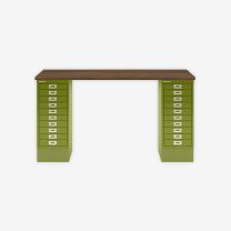 BISLEY MultiDesk BxTxH 1400x600x740 mm, nussbaum/grün, MD1410NW604