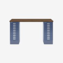 BISLEY MultiDesk BxTxH 1400x600x740 mm, nussbaum/blau, MD1410NW605