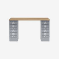 BISLEY MultiDesk BxTxH 1400x600x740 mm, natürliche Eiche/silber, MD1410018355