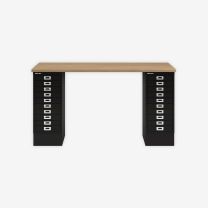 BISLEY MultiDesk BxTxH 1400x600x740 mm, natürliche Eiche/schwarz, MD1410018633