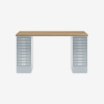 BISLEY MultiDesk BxTxH 1400x600x740 mm, natürliche Eiche/lichtgrau, MD1410018645