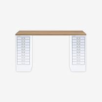 BISLEY MultiDesk BxTxH 1400x600x740 mm, natürliche Eiche/verkehrsweiß, MD1410018696