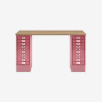 BISLEY MultiDesk BxTxH 1400x600x740 mm, natürliche Eiche/pink, MD1410018601