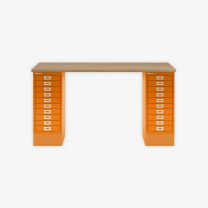 BISLEY MultiDesk BxTxH 1400x600x740 mm, natürliche Eiche/orange, MD1410018603