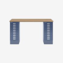 BISLEY MultiDesk BxTxH 1400x600x740 mm, natürliche Eiche/blau, MD1410018605