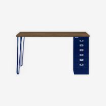 BISLEY MultiDesk BxTxH 1400x600x740 mm, nussbaum/oxfordblau, MD146HNW639