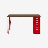 BISLEY MultiDesk BxTxH 1400x600x740 mm, nussbaum/kardinalrot, MD146HNW670