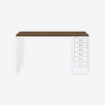 BISLEY MultiDesk BxTxH 1400x600x740 mm, nussbaum/verkehrsweiß, MD146HNW696