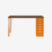 BISLEY MultiDesk BxTxH 1400x600x740 mm, nussbaum/orange, MD146HNW603