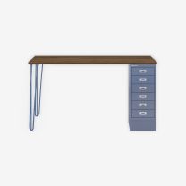 BISLEY MultiDesk BxTxH 1400x600x740 mm, nussbaum/blau, MD146HNW605