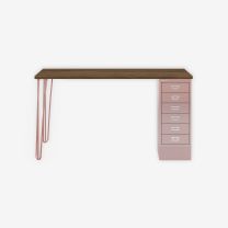BISLEY MultiDesk BxTxH 1400x600x740 mm, nussbaum/pastellpink, MD146HNW620