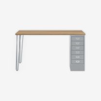 BISLEY MultiDesk BxTxH 1400x600x740 mm, natürliche Eiche/silber, MD146H018355