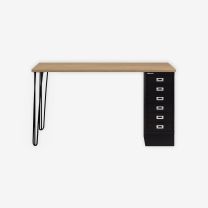 BISLEY MultiDesk BxTxH 1400x600x740 mm, natürliche Eiche/schwarz, MD146H018633