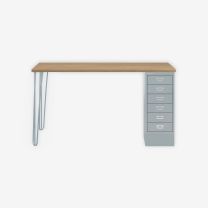 BISLEY MultiDesk BxTxH 1400x600x740 mm, natürliche Eiche/lichtgrau, MD146H018645