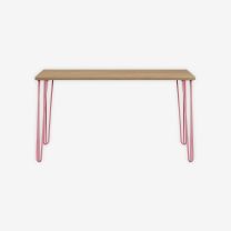 BISLEY MultiDesk BxTxH 1400x600x740 mm, natürliche Eiche/pink, MD14H018601