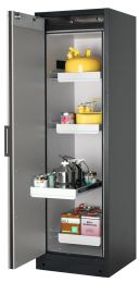 Gefahrstoffschrank, BxTxH 599x615x1953 mm, 4 Auszugswannen, inkl. TSA, AGT, RAL 7016