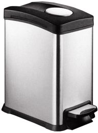 Tretabfallsammler, Volumen 12 l, BxTxH 218x382x430 mm, Edelstahl/Kunststoff schwarz, Finger-Print-Proof