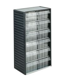 Kleinteilemagazin mit 60 Schubladen, Polypropylen (PP) RAL 7021 grau, BxTxH 310x180x550 mm