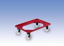 Transportroller zu eckigem Behälter, LxB 800x600 mm, ABS-Kunststoff/Aluminium, Traglast 250 kg, mit 4 Lenkrollen aus Polyamid