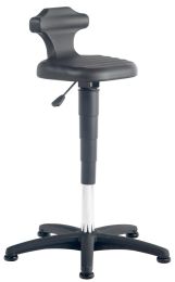 Arbeitsdrehstuhl mit Sicherheitsgasfeder, Sitz SoftTouch PU-Schaum, schwarz, mit Gleitern, Sitz Höhe 510-780 mm