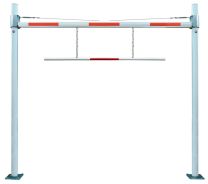 Höhenbegrenzer starr, Sperrweite 3 m, m.Verstellb. Durchfahrtshöhe bis 3,8 m, Stützen verzinkt 101,6x2,9 mm, Sperrbalken Alu 86x46 mm