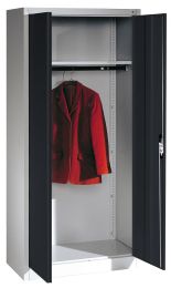 CP Flügeltürenschrank, BxTxH 930x500x1950 mm, 1 Hutboden, 1 Kleiderstange, RAL 7035/7021 lichtgrau/anthrazit