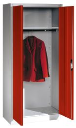 CP Flügeltürenschrank, BxTxH 930x500x1950 mm, 1 Hutboden, 1 Kleiderstange, RAL 7035/3003 lichtgrau/rubinrot