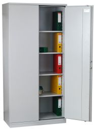 Feuergeschützter Büroschrank, BxTxH 950x500x1950 mm, 2 Türen, 4 Böden, Kapazität 55 Ordner, RAL 7035 lichtgrau