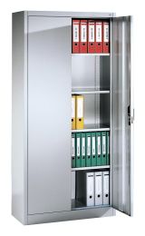CP Flügeltürenschrank, BxTxH 930x400x1950 mm, 4 lackierte Fachböden, RAL 7035 lichtgrau