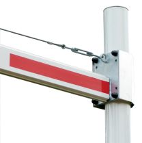 Höhenbegrenzer drehbar, Sperrweite 3 m, m.Verstellb. Durchfahrtshöhe bis 2,8 m, Stützen verzinkt 101,6x2,9 mm, Sperrbalken Alu 86x46 mm, z. Dübeln