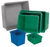 Cemo GFK-Rechteckbehälter, ohne Staplertaschen, Volumen 200 l, LxBxH oben auß/inn 1220/1150x620/550x370/360 mm, Farbe grau, 5671