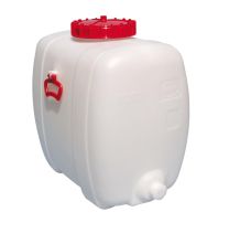 Rechteckfass aus Polyethylen (HDPE), Farbe weiß, mit Tragegriffen + Verschlusskappe, Volumen 150 l, BxTxH 470x740x660 mm, Öffnung 180 mm