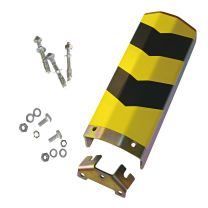 Front-Anfahrschutz - frontaler Schutz - Höhe 400 mm - als Set inkl. Schrauben und Winkel - gelb/schwarz - Breite: 100 mm - 210 mm