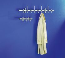 Edelstahl-Wandgarderobe, BxTxH 1150x160x180 mm, 4 Hut- + 9 Mantelhaken