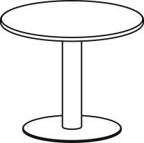 Konferenztisch, Durchm.xH 900x720 mm, Rund, Plattenfarbe weiß, Säule silber, Tellerfuß anthrazit