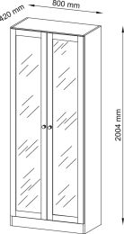Hammerbacher Büro-Flügeltürenschrank mit Glastüren, BxTxH 800x420x2004 mm, 5 OH, 4 Böden, weiß, V6100G/W/S/SG