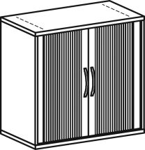 Beistell-Rolladenschrank, BxTxH 800x425x720 mm, 2 OH, 1 Boden, Schloss, Korpus/Rolladen lichtgrau/silber