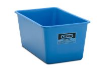 Cemo GFK-Rechteckbehälter, ohne Staplertaschen, Volumen 300 l, LxBxH oben auß/inn 1180/1100x700/620x530/520 mm, Farbe blau, 7570