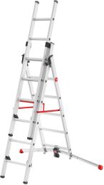 Hailo S100 ProfiLOT, Aluminium Kombileiter 3-teilig, 2x6 + 1x5 Sprossen